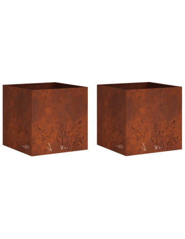 Vaso da giardino 2 pz Ruggine 50 x 50 x 49 cm Acciaio Corten