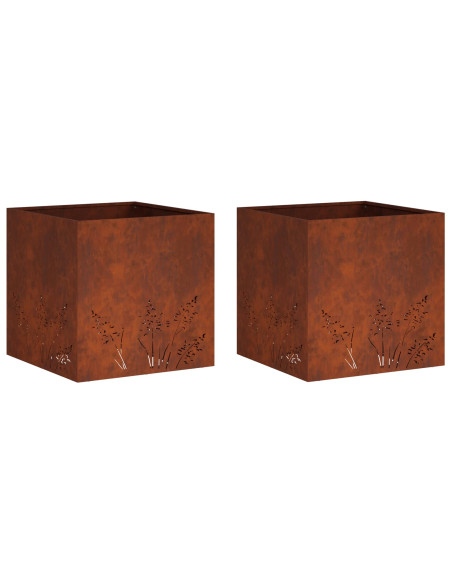 Vaso da giardino 2 pz Ruggine 50 x 50 x 49 cm Acciaio Corten