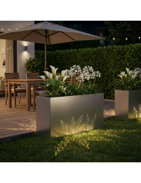 Vaso da giardino Argento 100 x 20 x 49 cm Acciaio Inox