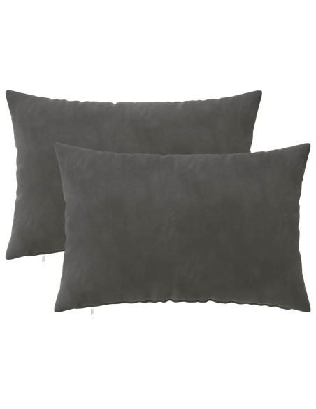 Federa 2 pcs HEERLEN Grigio Scuro 50 x 80 cm Velluto