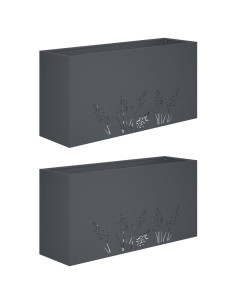Vaso da giardino 2 pz Antracite 100 x 20 x 49 cm 2