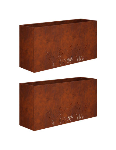 Vaso da giardino 2 pz Ruggine 100 x 30 x 49 cm Acciaio Corten