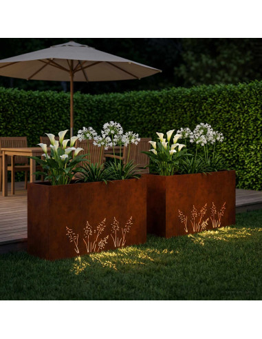Vaso da giardino 2 pz Ruggine 100 x 30 x 49 cm Acciaio Corten
