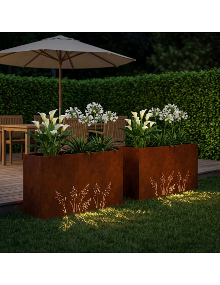 Vaso da giardino 2 pz Ruggine 100 x 30 x 49 cm Acciaio Corten