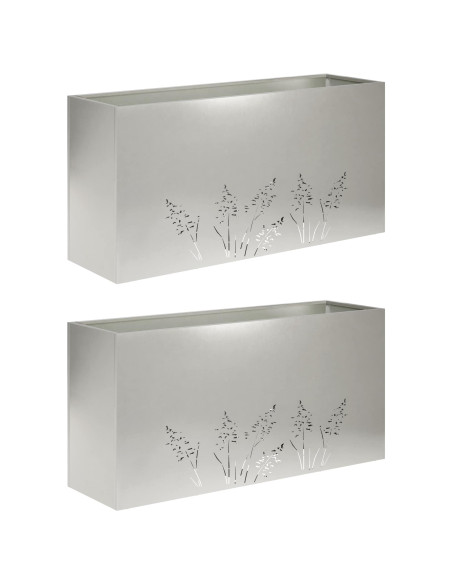 Vaso da giardino 2 pz Argento 100 x 30 x 49 cm Acciaio Inox