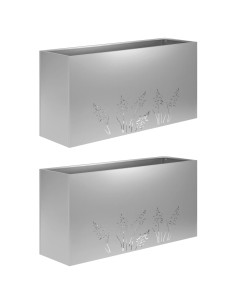 Vaso da giardino 2 pz Argento 100 x 30 x 49 cm Acciaio zincato 2
