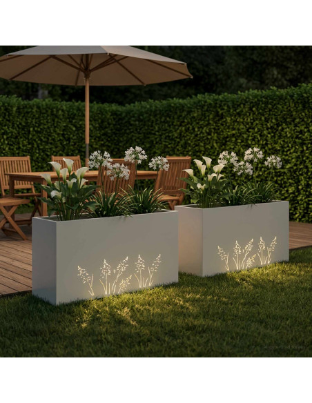 Vaso da giardino 2 pz Bianco 100 x 30 x 49 cm