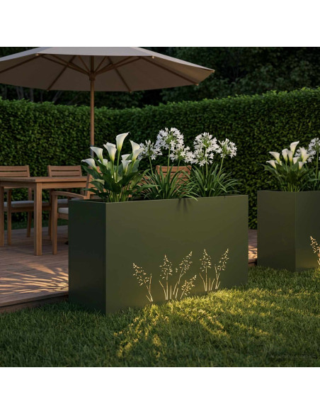 Vaso da giardino Verde Oliva 100 x 20 x 49 cm