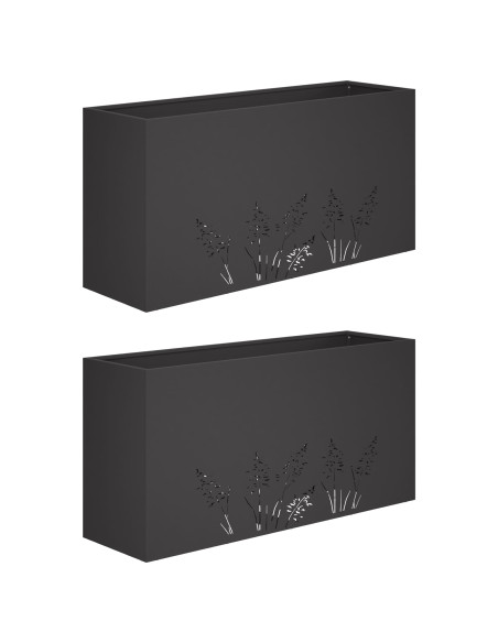Vaso da giardino 2 pz Nero 100 x 30 x 49 cm