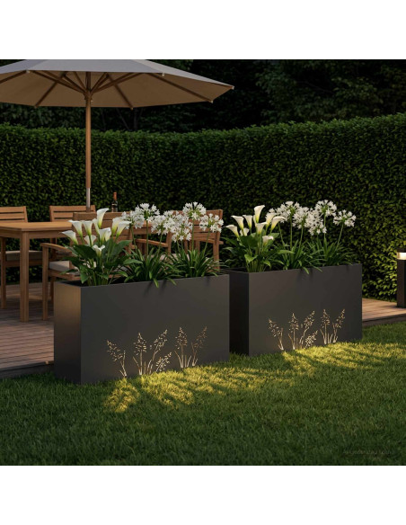 Vaso da giardino 2 pz Nero 100 x 30 x 49 cm