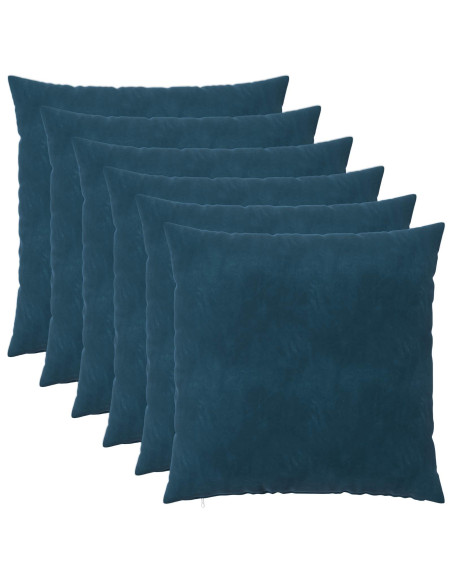 Federa 6 pcs HEERLEN Blu 65 x 65 cm Velluto
