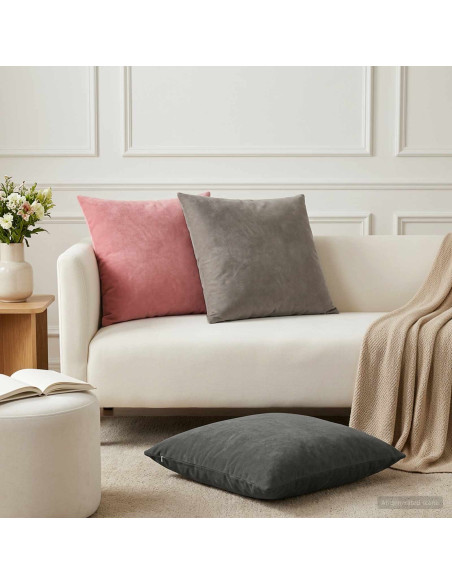 Federa 2 pcs HEERLEN Grigio Chiaro 65 x 65 cm Velluto