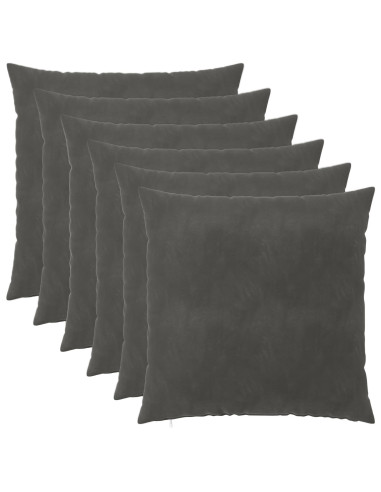 Federa 6 pcs HEERLEN Grigio Scuro 65 x 65 cm Velluto