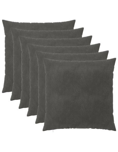 Federa 6 pcs HEERLEN Grigio Scuro 65 x 65 cm Velluto