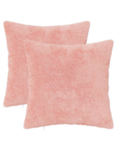 Federa 2 pz HEERLEN Rosa 50 x 50 cm Pelliccia di Coniglio Finta