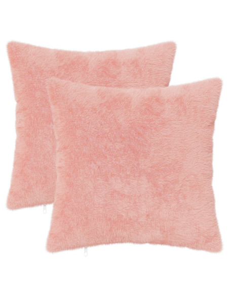 Federa 2 pz HEERLEN Rosa 50 x 50 cm Pelliccia di Coniglio Finta