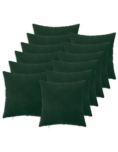 Federa 12 pcs HEERLEN Verde Scuro 50 x 50 cm Velluto