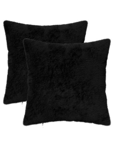 Federa 2 pz HEERLEN Nero 50 x 50 cm Pelliccia di Coniglio Finta