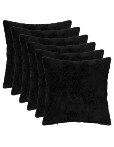 Federa 6 pz HEERLEN Nero 50 x 50 cm Pelliccia di Coniglio Finta