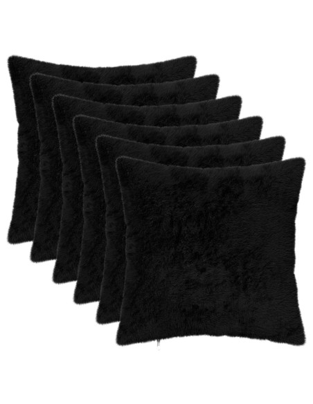 Federa 6 pz HEERLEN Nero 50 x 50 cm Pelliccia di Coniglio Finta