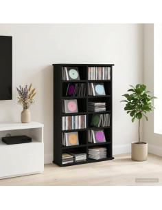 Mobile per CD Rovere Nero 60 x 17 x 92 cm Legno ingegnerizzato