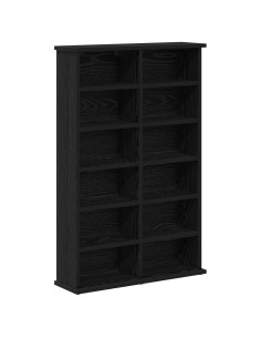 Mobile per CD Rovere Nero 60 x 17 x 92 cm Legno ingegnerizzato 2