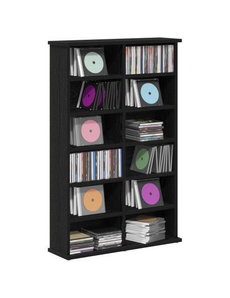 Mobile per CD Rovere Nero 60 x 17 x 92 cm Legno ingegnerizzato