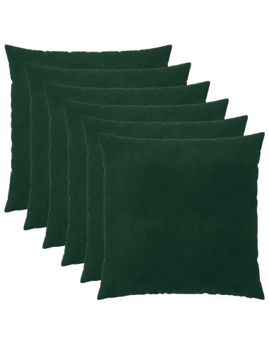 Federa 6 pcs HEERLEN Verde Scuro 60 x 60 cm Velluto