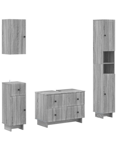 Set di Mobili da Bagno da 4 Pezzi EDE Sonoma grigio