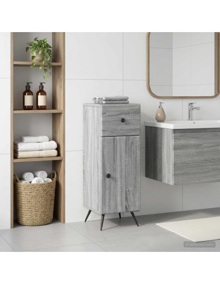 Mobiletto da Bagno BREDA Sonoma grigio 30 x 31 x 80 cm