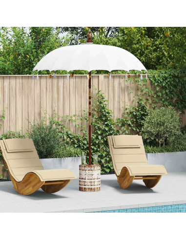Ombrello balinese con base Crema e Bianco 190 x 190 x 250 cm