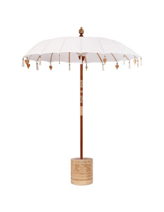 Ombrello balinese con base Crema e Naturale 190 x 190 x 250 cm 2