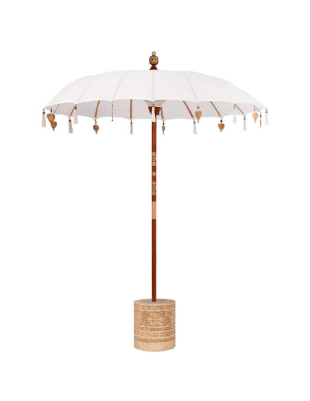 Ombrello balinese con base Crema e Naturale 190 x 190 x 250 cm
