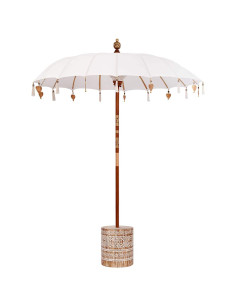 Ombrello balinese con base Crema e Bianco 190 x 190 x 250 cm 2