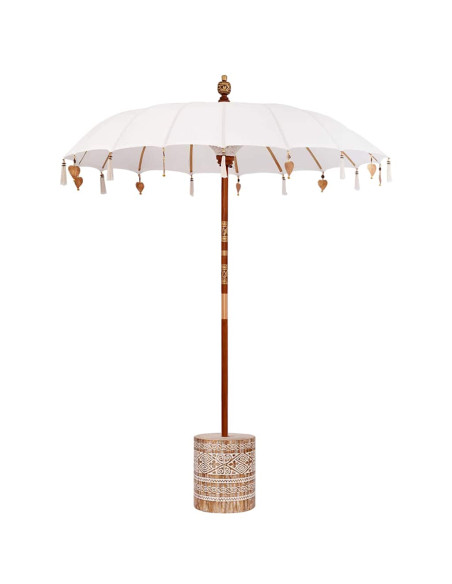 Ombrello balinese con base Crema e Bianco 190 x 190 x 250 cm