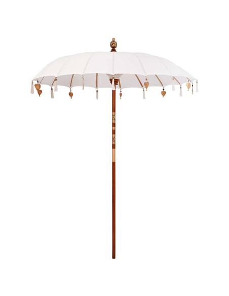 Ombrello balinese con base Crema e Bianco 190 x 190 x 250 cm