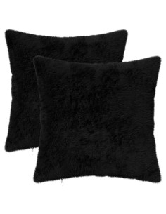 Federa 2 pz HEERLEN Nero 40 x 40 cm Pelliccia di Coniglio Finta