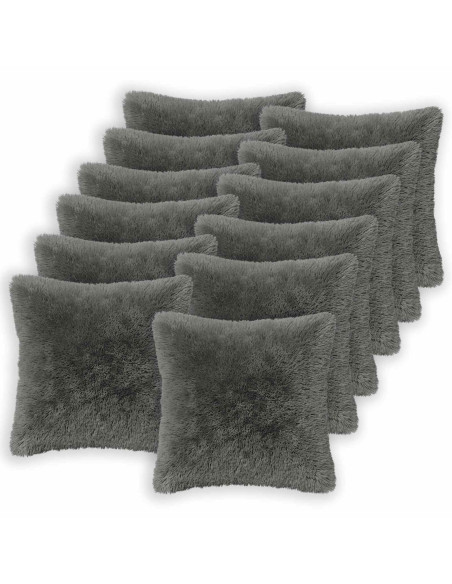 Federa 12 pcs HEERLEN Grigio Chiaro 45 x 45 cm Fleece PV