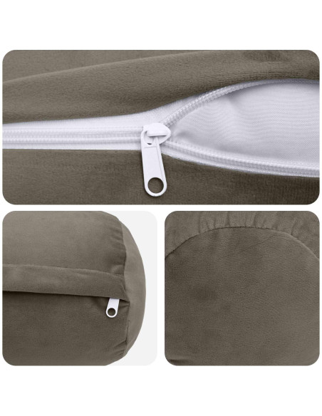 Federa 2 pcs HEERLEN Grigio Chiaro Ø 15 x 40 cm Velluto