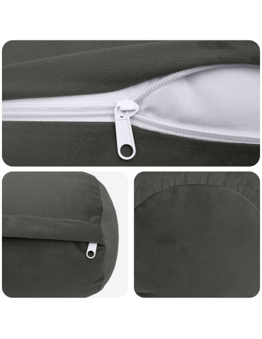 Federa 2 pcs HEERLEN Grigio Scuro Ø 15 x 40 cm Velluto