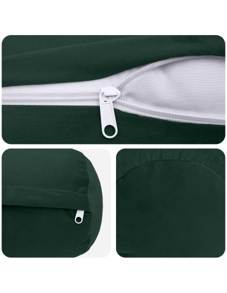 Federa 2 pcs HEERLEN Verde Scuro Ø 15 x 40 cm Velluto