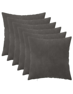 Federa 6 pcs HEERLEN Grigio Scuro 45 x 45 cm Velluto