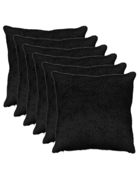 Federa 6 pz HEERLEN Nero 60 x 60 cm Pelliccia di Coniglio Finta
