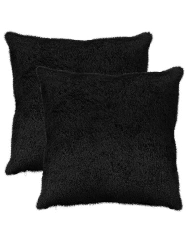 Federa 2 pz HEERLEN Nero 60 x 60 cm Pelliccia di Coniglio Finta