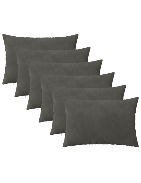 Federa 6 pcs HEERLEN Grigio Scuro 30 x 50 cm Velluto