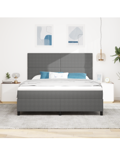 Letto a Sorgente LED Grigio chiaro e bianco 180 x 200 cm