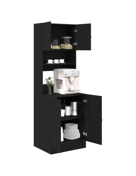 Credenza da cucina con porta 2 pcs Rovere Nero 60 x 50 x 180 cm