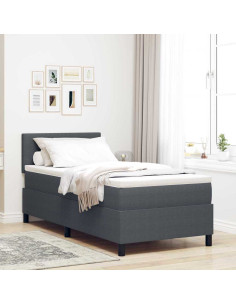 Letto a Sorgente LED Grigio Scuro e Bianco 90 x 190 cm