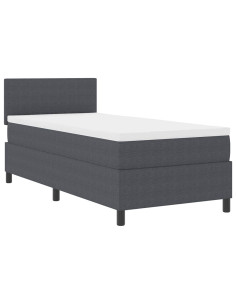 Letto a Sorgente LED Grigio Scuro e Bianco 90 x 190 cm 2