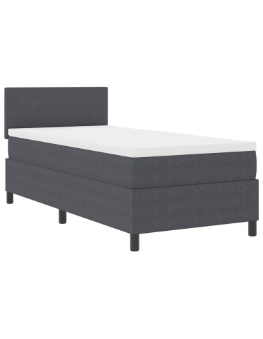 Letto a Sorgente LED Grigio Scuro e Bianco 90 x 190 cm